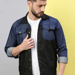anishanfashions Men Colorblock Denim Jacket image 2