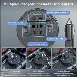 varnirajimportexport Portable Car Power Inverter DC 12V/24V to AC 220V - Dual USB 3.1A Type-C Car Inverter image 4