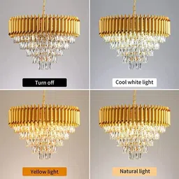 baslash 600mm Full gold Round Chandelier For Living Room Bed Room Chandelier Ceiling Lamp image 3