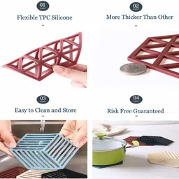 yanci Silicone Table Mats Non-Slip Insulated Flexible Durable Pot Holder Coasters, Mix Silicone Trivet image 2