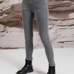 tokyo talkies Women Skinny Mid Rise Dark Grey Jeans image 4