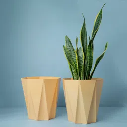 mrida and maati 10 Inch pot (BEIGE,2 Pcs) Flower Pot for Home, Indoor & Outdoor Gamla, Gardening Plant Container Set-picture-24