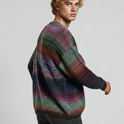 mast & harbour Men Striped Round Neck Multicolor Sweater image 4