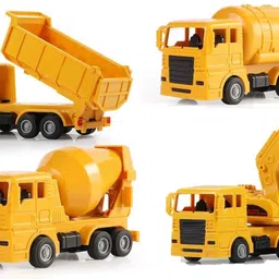 Unbreakable Excavator, Mixture, Dumper & Tank Construction Engineering Toy Vehicle for Children (Pack of 4)-image-2
