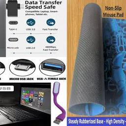 ANJO Wired USB Keyboard-LED Mouse-Mouse Pad-2.0 USB Hub-2 in 1 OTG C & Micro-LED Combo Set image 5