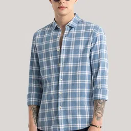 eighteen up Men Slim Fit Checkered Spread Collar Casual Shirt image 4