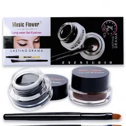 music flower 24 Black & Brown Brow & Gel Liner Duo for Effortless Style 6 ml image 5