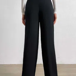 broadstar Women Loose Fit Black Lycra Blend Trousers image 3