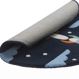 little looms Blue Abstract Wool 3 ft x 3 ft Kids Carpet image 4