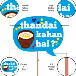 partydecoration 20 Pcs Photo Booth Props Bollywood Holi Theme Photo Booth Props Decorations Paper Craft Item for Holi Party Supply Material/ Holi Selfie/Festival Props Accessories Photo Booth Board image 2