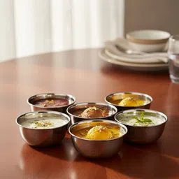 rayeenbeauty Steel Serving Bowl Premium stainless steel bowl glossy finish with flower print image 5