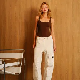 bonkers corner Women Solid White Track Pants image 2