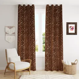 kraftiq homes 152 cm (5 ft) Velvet Room Darkening Window Curtain (Pack Of 2)-picture-32