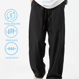 dockstreet Men Solid Black Track Pants image 2