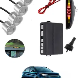 msnp Silver Waterproof Parking Sesnor With Led Display For Vehicle-193 Universal Silver 4pcs Reverse Parking Safety Sensor For Car-193 Parking Sensor image 1