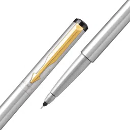 parker Gift Set | Blue Notebook with Vector Stainless steel Gold Trim | Roller Ball Pen image 5