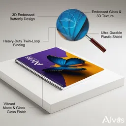 alvas Dual Plastic Cover (Front & Back) A4 Notebook Spiral | Unruled | 60 GSM | 500 Pages image 2