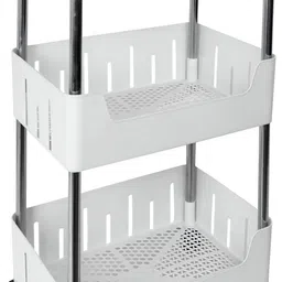 homanta Multi-Purpose Plastic Storage Organizer 3-Tier Rack with Wheel Bathroom & Office Plastic Kitchen Trolley image 1