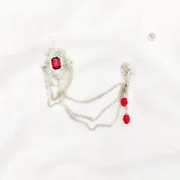 groomiverse Silver Maroon Crown Brooch for men and women Brooch image 3