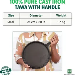 the indus valley Pre-Seasoned Small Cast Iron Tawa for Dosa/Chapathi - 10 inch Tawa 25.7 cm diameter image 4