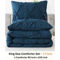 the white moss Marquis Pleat Pinch luxurious AC King Comforter with 2 Pillow Cover image 5