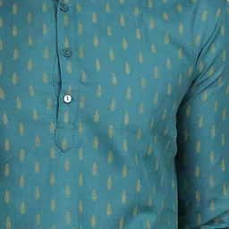 darkchill Men Floral Print Cotton Blend A-line Kurta image 4