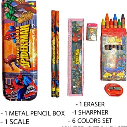 pw pencilwala Pencil Box Set for School SPIDERMAN Art Metal Pencil Box Geometry Box image 3