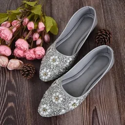 s.k.craft Embellished Floral Beadwork Handcrafted Ethnic Flat Mojari Jutis For Women-picture-40