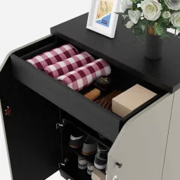 spacewood Maxwell 2 Door Shoe Cabinet In Natural Wenge & Melamine Finish image 3