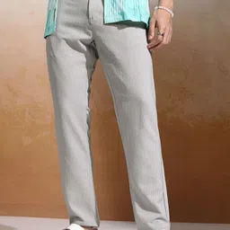 highlander Men Slim Fit Grey Cotton Blend Trousers-picture-10