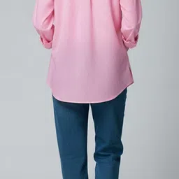 bitterlime Women Oversized Fit Striped Spread Collar Casual Shirt image 2