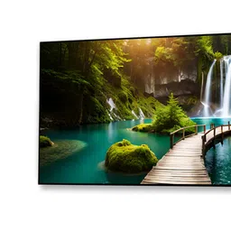 nestroots Black Canvas Framed Enchanting Waterfall with Scenic Bridge Wall Painting(24X48 Inch) image 5