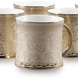 kavyacrash Pack of 6 Bone China Tea Coffee Cups for Kittchen & Dining Table Bone China Printed-picture-17