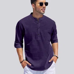 zartha Men Solid Cotton Blend Straight Kurta image 2