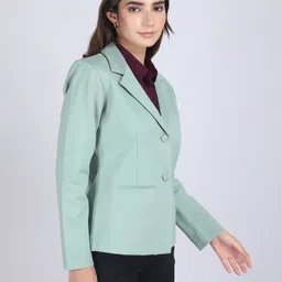 blue ronin Women Solid Single Breasted Formal Blazer image 4