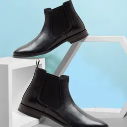 thomas crick Premium Leather Pull Tab Elasticated Side Cushioned Insole Chelsea Boots For Men image 4