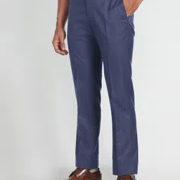 Men Regular Fit Blue Polyester Trousers-image-21