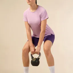 cult Women Solid Round Neck Polyester Purple T-Shirt image 3