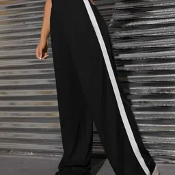 sky magic Women Straight Fit Black Cotton Blend Trousers-picture-11