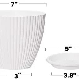 nursery hub (Pack of 5) Premium White 7 inch Dia. X 6 inch height gamla planter Plant Pots Plant Container Set image 3