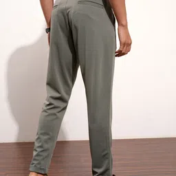 highlander Knitted Men Slim Fit Green Cotton Blend Trousers image 2