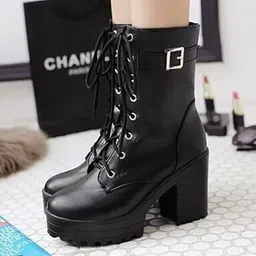 layasa Stylish Black Short Hight Boot For Women Boots For Women image 2