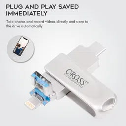 CROSS PHANTHOM X 3.0 USB PENDRIVE 256 GB OTG Drive Compatible with Mobile, Laptop, Tablet, Netbook, Television, Desktop Computer, Audio Player Lightning, USB 3.0, USB 3.2 Metal Case image 2
