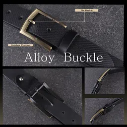 metronaut Men Casual, Evening, Formal, Party Black Genuine Leather Belt image 2