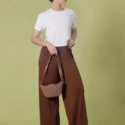 v-mart Women Regular Fit Brown Cotton Blend Trousers image 5