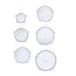 mansi enterprise Reusable Silicon Stretch Lid Covers for Microwave Safe, Kitchen, Bowl, Cups, Mugs, Utensils, Glasses, Cans, Plates - Set of 6 with Various Sizes 5 inch Lid Set, Pack of 6-picture-17