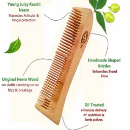 ncr All Purpose Duel Tooth Neem Wood Comb For Hair GrowthAnd Hair Fall image 2