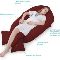 linenovation Cotton Pregnancy Pillow Pack of 1 Solid "Enjoy full-body comfort and support for a more peaceful pregnancy journey." image 2
