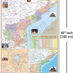 golden paper Andhra Pradesh Map. Size : 100x70 Centimeter (40"x28" inch). With Important Fact and Figure. Ideal Map For Aspirant of UPSC , PCS , SSC , RAILWAY Exam and Other Competitive Exam. Updated Map. Paper Print image 3