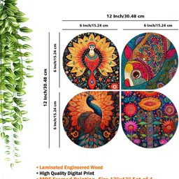 artvibes Colorful Decorative Handcrafted Mdf Wooden Wall Hanging (WH_8443N) Pack of 4 image 4